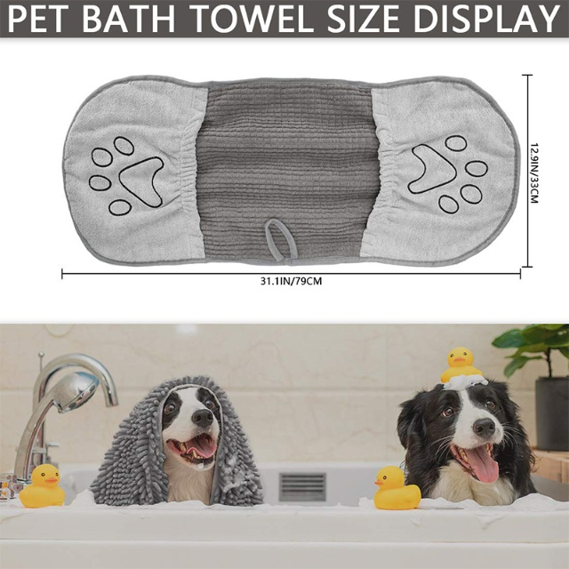Serviette pour animaux de compagnie en chenille &eacute;paissie en microfibre - JUHAO