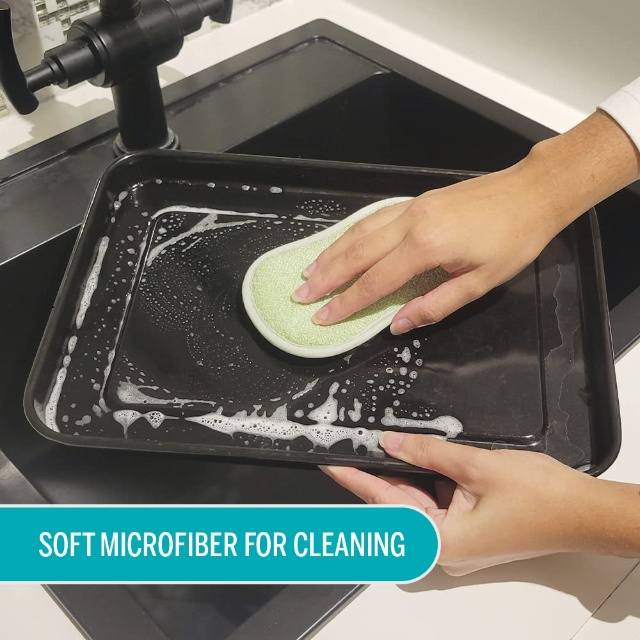 Bloco de esponja de microfibra para limpeza de cozinha e lava-lou&ccedil;as - JUHAO