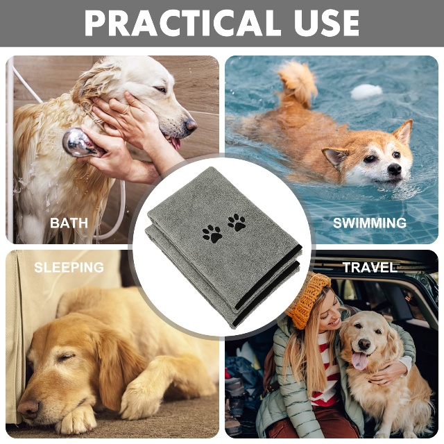 Toalha de secagem de l&atilde; coral de microfibra para c&atilde;es e gatos de estima&ccedil;&atilde;o - JUHAO