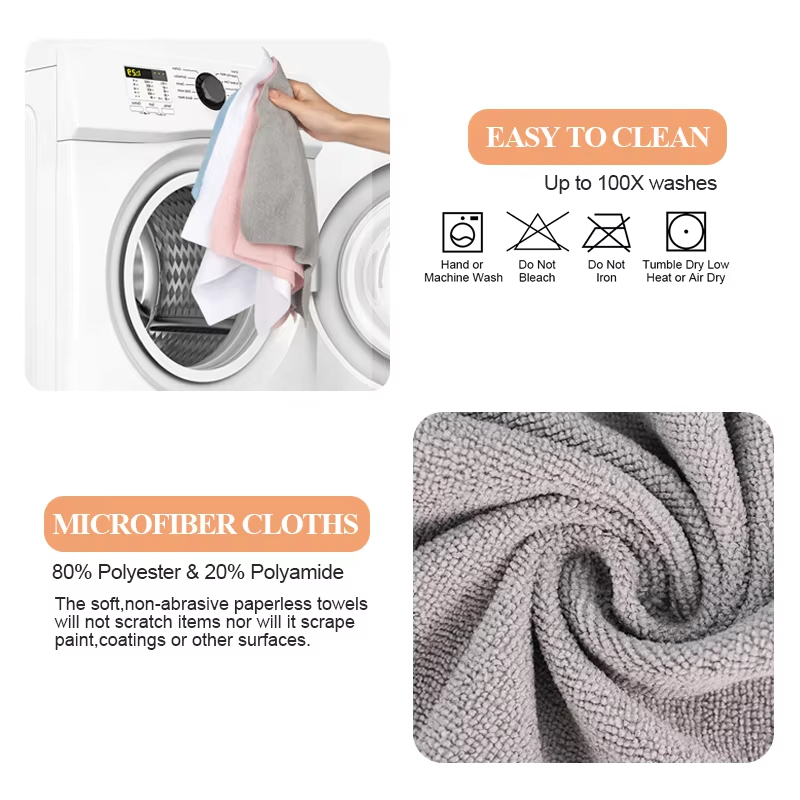 Rollo de pa&ntilde;os de microfibra reutilizables y lavables para cocina