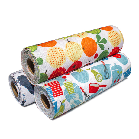Rouleaux de d&eacute;chirure de cuisine imprim&eacute;s avec logo personnalis&eacute; en tissu absorbant jetable - JUHAO